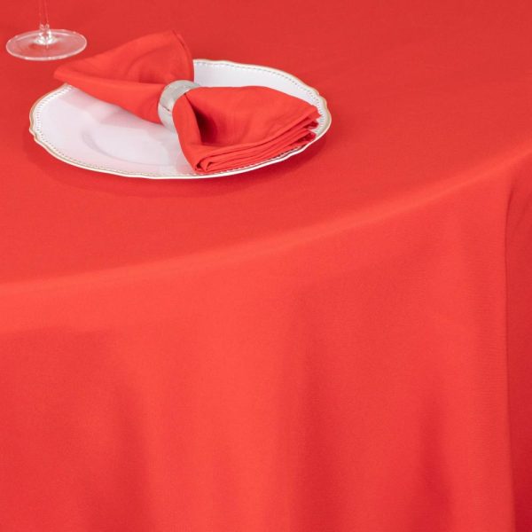 Commercial Grade Cotton & Polyester |  120″ Red Seamless Premium Polyester Round Tablecloth – 220GSM for 5 Foot Table With Floor-Length Drop