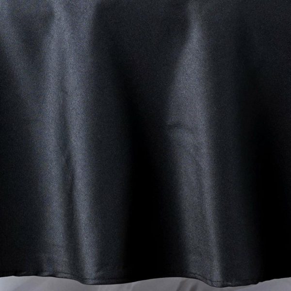 Commercial Grade Cotton & Polyester |  132″ Black Seamless Premium Polyester Round Tablecloth – 220GSM for 6 Foot Table With Floor-Length Drop