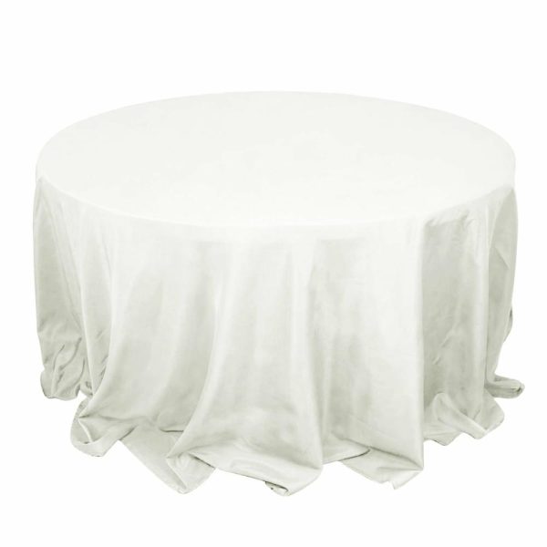 Commercial Grade Cotton & Polyester |  132″ Ivory Seamless Premium Polyester Round Tablecloth – 220GSM for 6 Foot Table With Floor-Length Drop