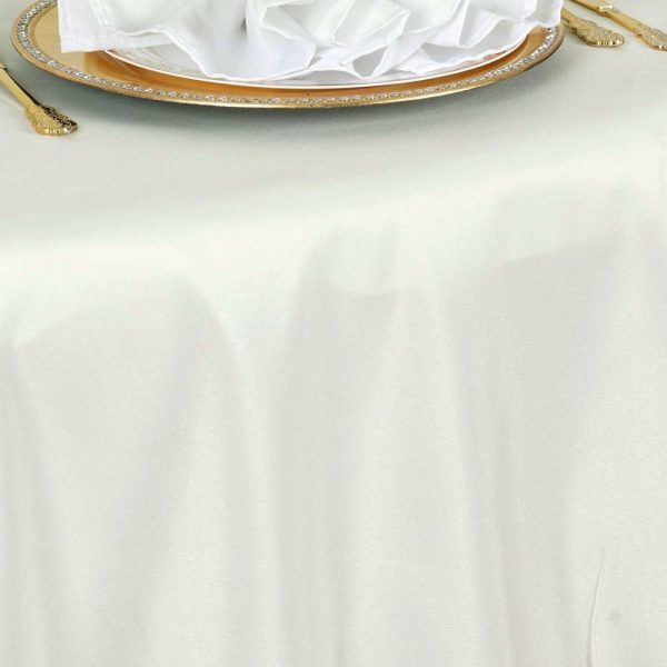 Commercial Grade Cotton & Polyester |  132″ Ivory Seamless Premium Polyester Round Tablecloth – 220GSM for 6 Foot Table With Floor-Length Drop