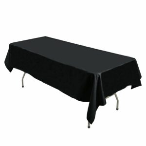 Commercial Grade Cotton & Polyester |  54″x96″ Black Seamless Premium Polyester Rectangle Tablecloth – 220GSM