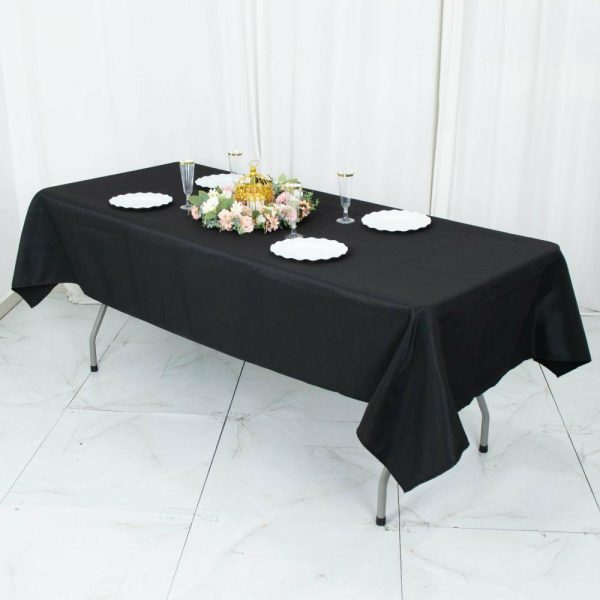 Commercial Grade Cotton & Polyester |  54″x96″ Black Seamless Premium Polyester Rectangle Tablecloth – 220GSM