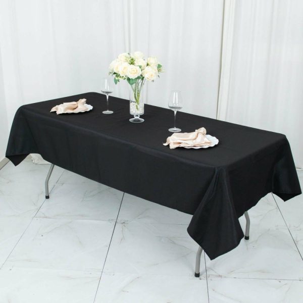 Commercial Grade Cotton & Polyester |  54″x96″ Black Seamless Premium Polyester Rectangle Tablecloth – 220GSM