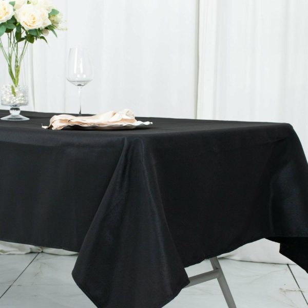 Commercial Grade Cotton & Polyester |  54″x96″ Black Seamless Premium Polyester Rectangle Tablecloth – 220GSM