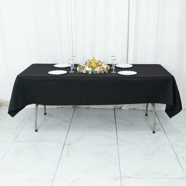 Commercial Grade Cotton & Polyester |  54″x96″ Black Seamless Premium Polyester Rectangle Tablecloth – 220GSM