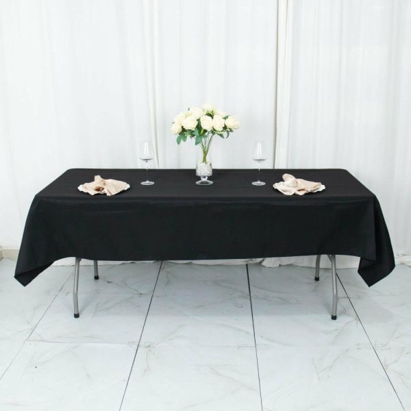 Commercial Grade Cotton & Polyester |  54″x96″ Black Seamless Premium Polyester Rectangle Tablecloth – 220GSM