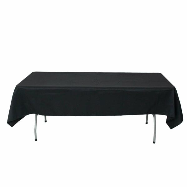 Commercial Grade Cotton & Polyester |  54″x96″ Black Seamless Premium Polyester Rectangle Tablecloth – 220GSM