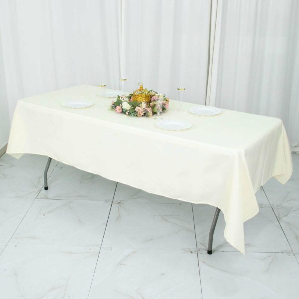 Commercial Grade Cotton & Polyester |  54″x96″ Ivory Seamless Premium Polyester Rectangular Tablecloth – 220GSM