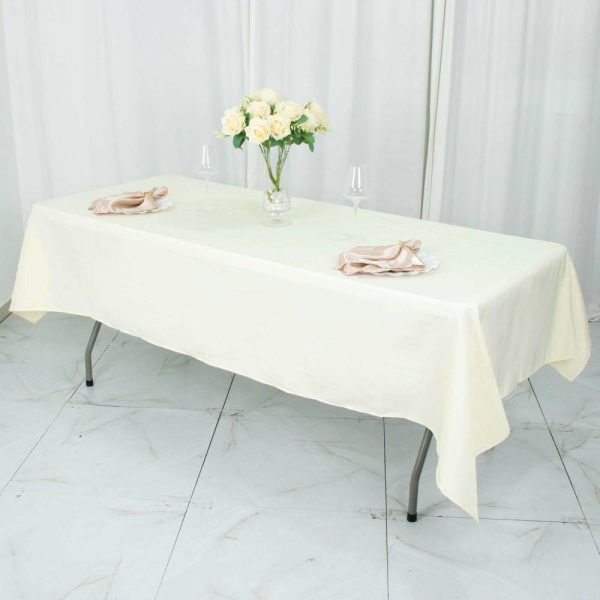 Commercial Grade Cotton & Polyester |  54″x96″ Ivory Seamless Premium Polyester Rectangular Tablecloth – 220GSM