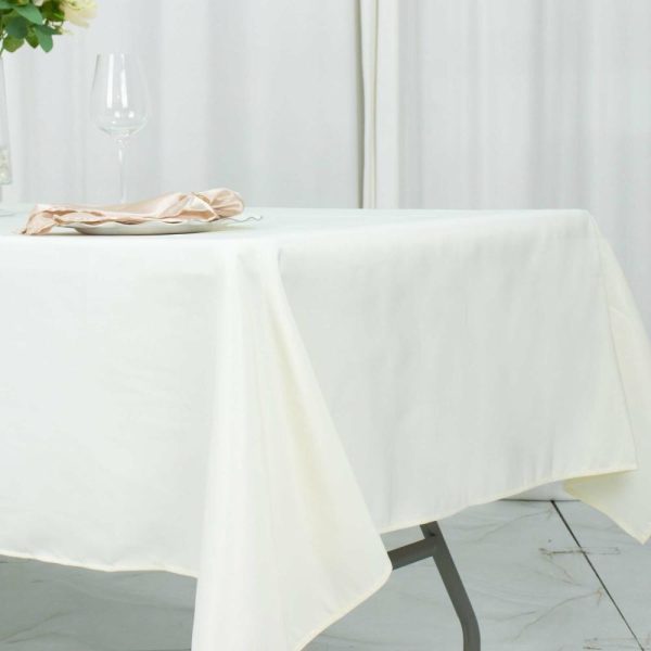 Commercial Grade Cotton & Polyester |  54″x96″ Ivory Seamless Premium Polyester Rectangular Tablecloth – 220GSM