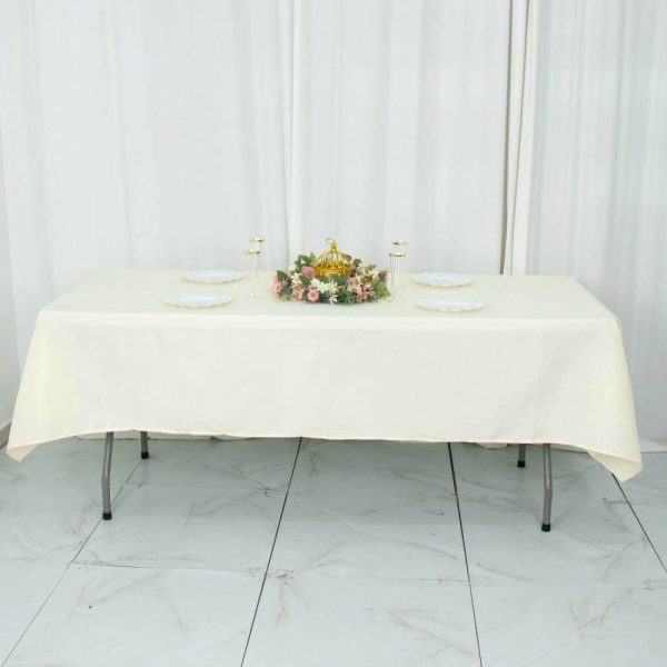 Commercial Grade Cotton & Polyester |  54″x96″ Ivory Seamless Premium Polyester Rectangular Tablecloth – 220GSM