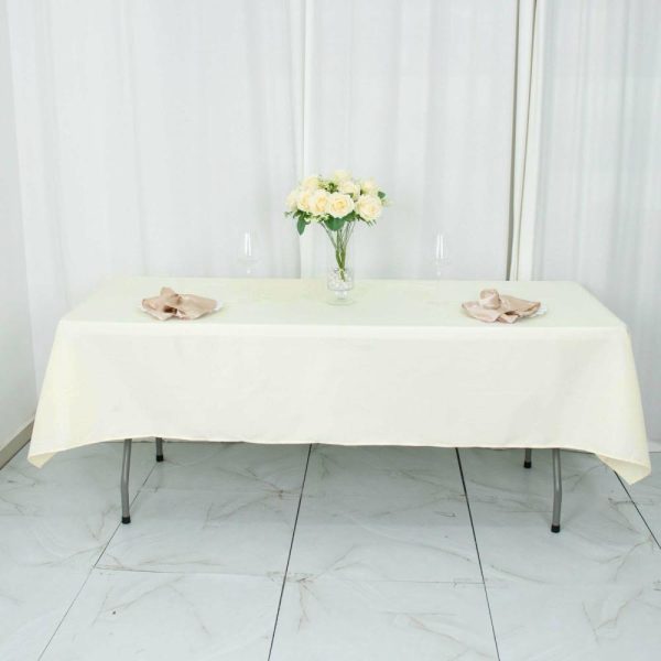 Commercial Grade Cotton & Polyester |  54″x96″ Ivory Seamless Premium Polyester Rectangular Tablecloth – 220GSM