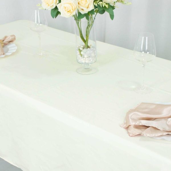 Commercial Grade Cotton & Polyester |  54″x96″ Ivory Seamless Premium Polyester Rectangular Tablecloth – 220GSM