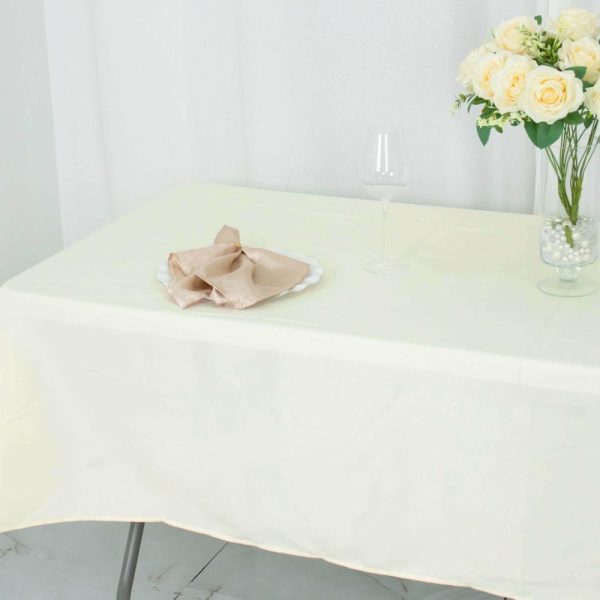 Commercial Grade Cotton & Polyester |  54″x96″ Ivory Seamless Premium Polyester Rectangular Tablecloth – 220GSM