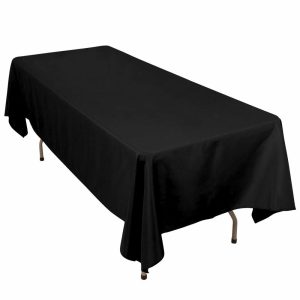 Commercial Grade Cotton & Polyester |  60″x102″ Black Seamless Premium Polyester Rectangular Tablecloth – 220GSM