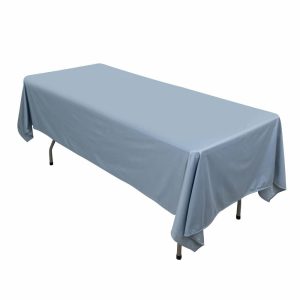 Commercial Grade Cotton & Polyester |  60″x102″ Dusty Blue Premium Scuba Wrinkle Free Rectangular Tablecloth, Seamless Scuba Polyester Tablecloth