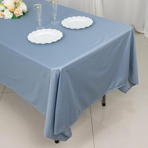 Commercial Grade Cotton & Polyester |  60″x102″ Dusty Blue Premium Scuba Wrinkle Free Rectangular Tablecloth, Seamless Scuba Polyester Tablecloth