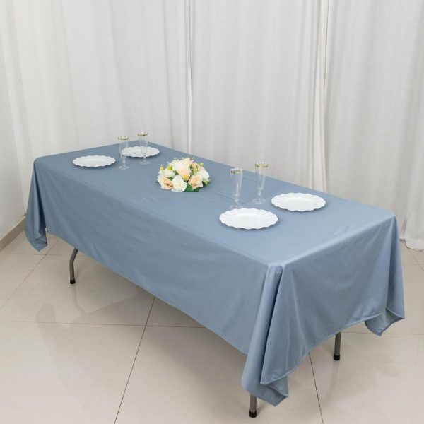 Commercial Grade Cotton & Polyester |  60″x102″ Dusty Blue Premium Scuba Wrinkle Free Rectangular Tablecloth, Seamless Scuba Polyester Tablecloth