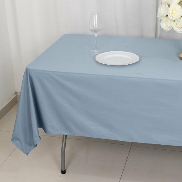 Commercial Grade Cotton & Polyester |  60″x102″ Dusty Blue Premium Scuba Wrinkle Free Rectangular Tablecloth, Seamless Scuba Polyester Tablecloth