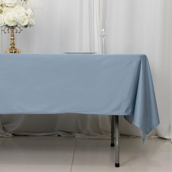 Commercial Grade Cotton & Polyester |  60″x102″ Dusty Blue Premium Scuba Wrinkle Free Rectangular Tablecloth, Seamless Scuba Polyester Tablecloth