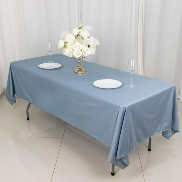 Commercial Grade Cotton & Polyester |  60″x102″ Dusty Blue Premium Scuba Wrinkle Free Rectangular Tablecloth, Seamless Scuba Polyester Tablecloth