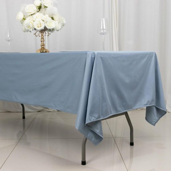 Commercial Grade Cotton & Polyester |  60″x102″ Dusty Blue Premium Scuba Wrinkle Free Rectangular Tablecloth, Seamless Scuba Polyester Tablecloth