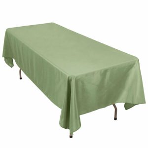 Commercial Grade Cotton & Polyester |  60″x102″ Dusty Sage Green Seamless Premium Polyester Rectangular Tablecloth – 220GSM