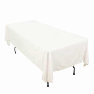 Commercial Grade Cotton & Polyester |  60″x102″ Ivory Premium Scuba Wrinkle Free Rectangular Tablecloth, Seamless Scuba Polyester Tablecloth