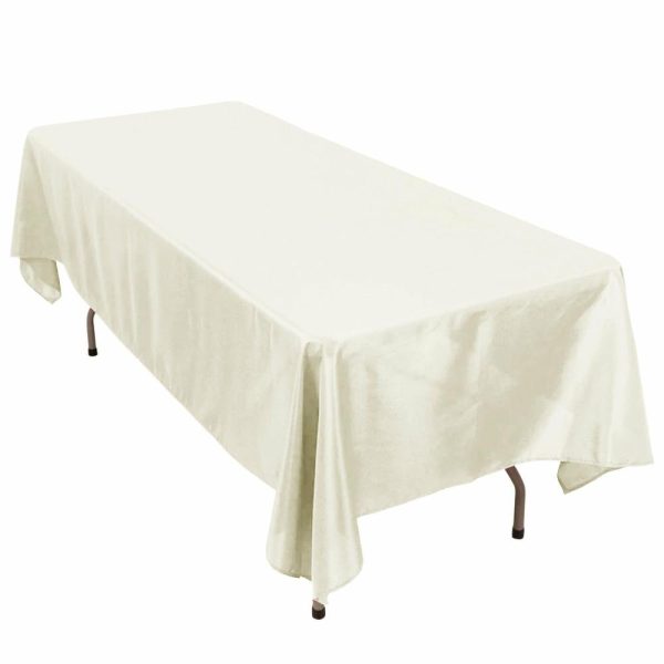 Commercial Grade Cotton & Polyester |  60″x102″ Ivory Seamless Premium Polyester Rectangular Tablecloth – 220GSM