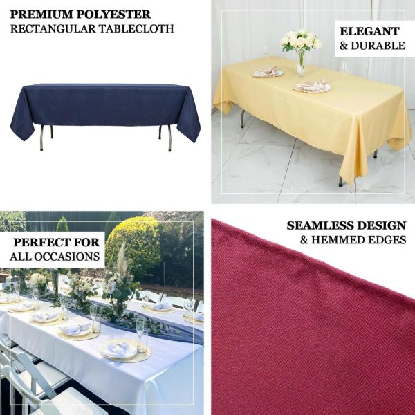 Commercial Grade Cotton & Polyester |  60″x102″ Ivory Seamless Premium Polyester Rectangular Tablecloth – 220GSM