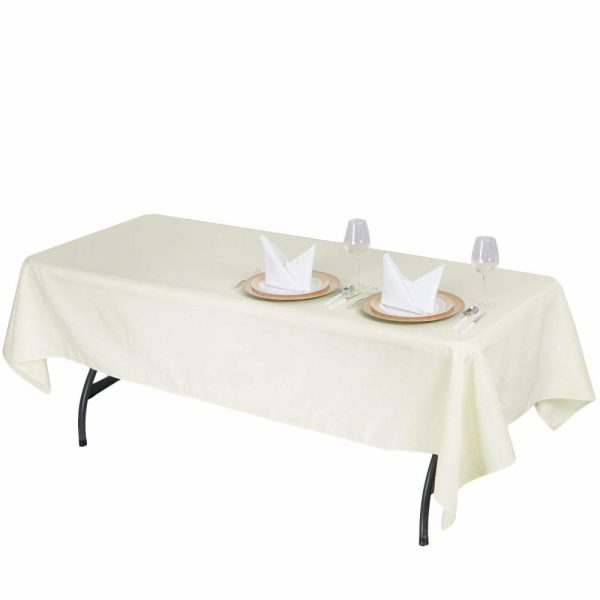 Commercial Grade Cotton & Polyester |  60″x102″ Ivory Seamless Premium Polyester Rectangular Tablecloth – 220GSM