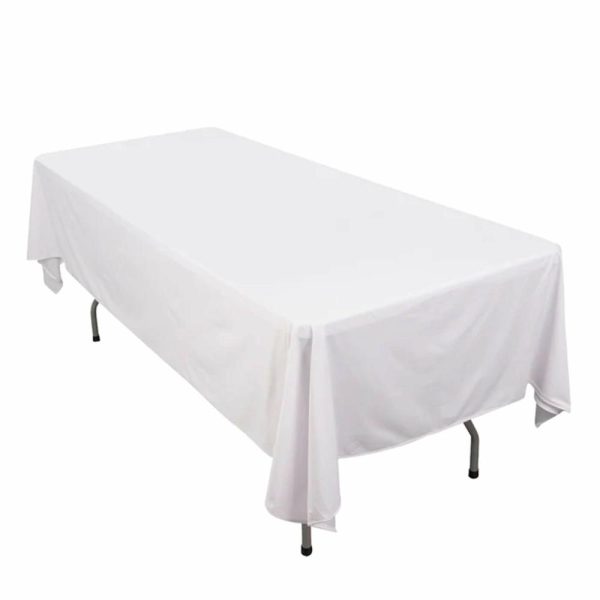 Commercial Grade Cotton & Polyester |  60″x102″ White Premium Scuba Wrinkle Free Rectangular Tablecloth, Seamless Scuba Polyester Tablecloth