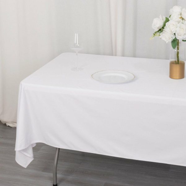 Commercial Grade Cotton & Polyester |  60″x102″ White Premium Scuba Wrinkle Free Rectangular Tablecloth, Seamless Scuba Polyester Tablecloth