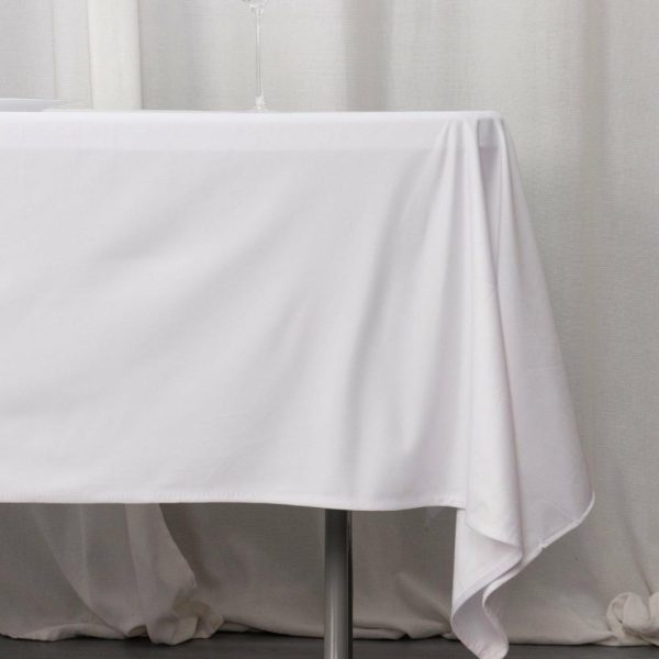 Commercial Grade Cotton & Polyester |  60″x102″ White Premium Scuba Wrinkle Free Rectangular Tablecloth, Seamless Scuba Polyester Tablecloth