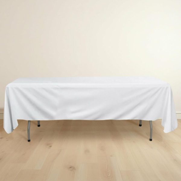 Commercial Grade Cotton & Polyester |  60″x102″ White Premium Scuba Wrinkle Free Rectangular Tablecloth, Seamless Scuba Polyester Tablecloth