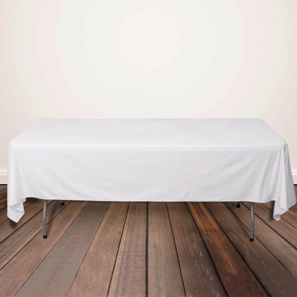 Commercial Grade Cotton & Polyester |  60″x102″ White Premium Scuba Wrinkle Free Rectangular Tablecloth, Seamless Scuba Polyester Tablecloth