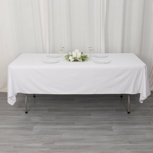 Commercial Grade Cotton & Polyester |  60″x102″ White Premium Scuba Wrinkle Free Rectangular Tablecloth, Seamless Scuba Polyester Tablecloth