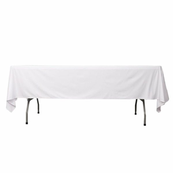 Commercial Grade Cotton & Polyester |  60″x102″ White Premium Scuba Wrinkle Free Rectangular Tablecloth, Seamless Scuba Polyester Tablecloth