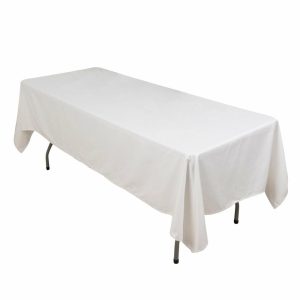 Commercial Grade Cotton & Polyester |  60″x102″ White Rectangle 100% Cotton Linen Seamless Tablecloth