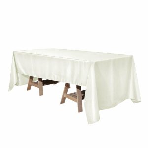 Commercial Grade Cotton & Polyester |  60″x126″ Ivory Seamless Premium Polyester Rectangular Tablecloth – 220GSM