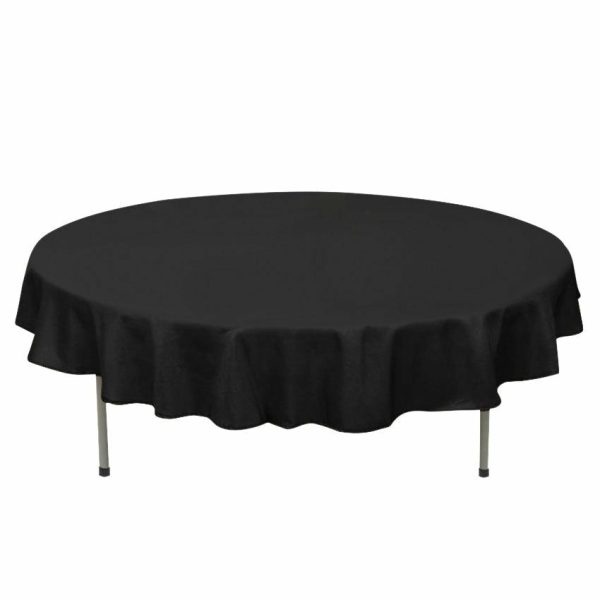 Commercial Grade Cotton & Polyester |  70″ Black Seamless Premium Polyester Round Tablecloth – 220GSM