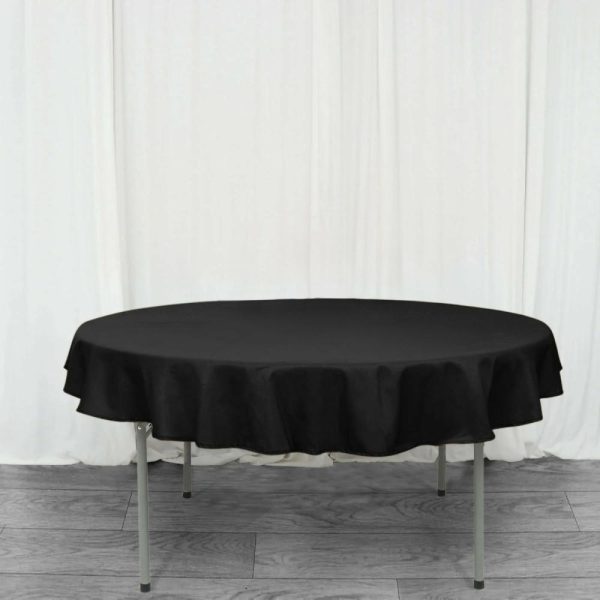 Commercial Grade Cotton & Polyester |  70″ Black Seamless Premium Polyester Round Tablecloth – 220GSM