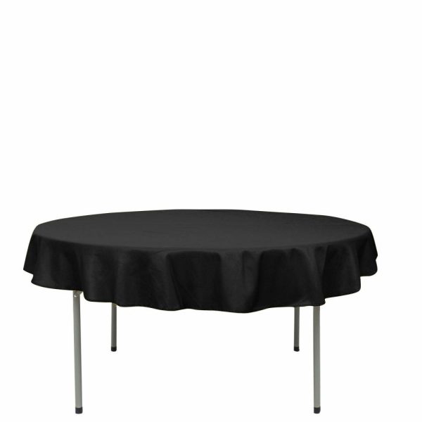 Commercial Grade Cotton & Polyester |  70″ Black Seamless Premium Polyester Round Tablecloth – 220GSM