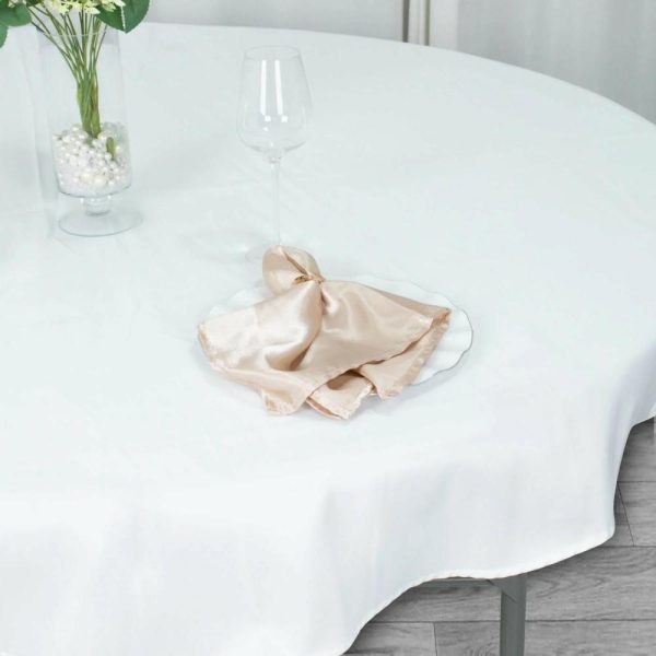 Commercial Grade Cotton & Polyester |  70″ White Seamless Premium Polyester Round Tablecloth – 220GSM