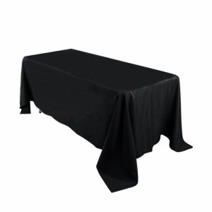 Commercial Grade Cotton & Polyester |  72″x120″ Black Seamless Premium Polyester Rectangular Tablecloth – 220GSM