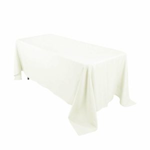 Commercial Grade Cotton & Polyester |  72″x120″ Ivory Seamless Premium Polyester Rectangular Tablecloth – 220GSM