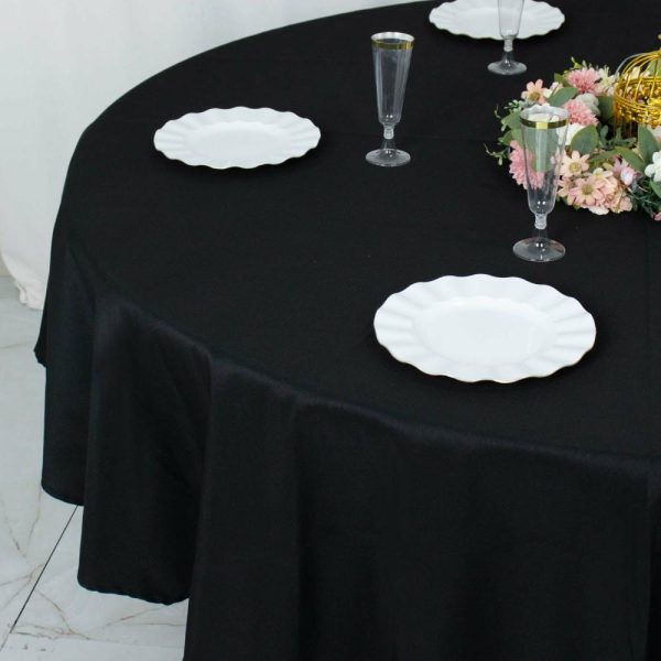 Commercial Grade Cotton & Polyester |  90″ Black Seamless Premium Polyester Round Tablecloth – 220GSM