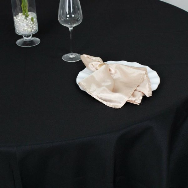 Commercial Grade Cotton & Polyester |  90″ Black Seamless Premium Polyester Round Tablecloth – 220GSM