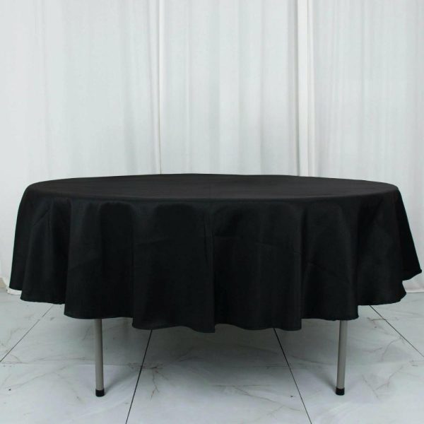 Commercial Grade Cotton & Polyester |  90″ Black Seamless Premium Polyester Round Tablecloth – 220GSM