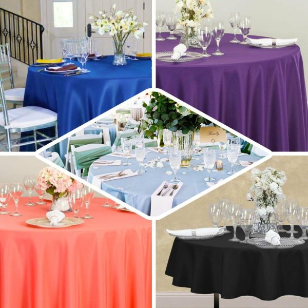 Commercial Grade Cotton & Polyester |  90″ Black Seamless Premium Polyester Round Tablecloth – 220GSM